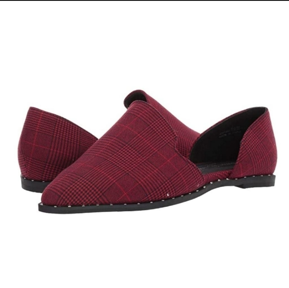 Chinese‎ Laundry Emy D’Orsay Flats Stud Accents Plaid